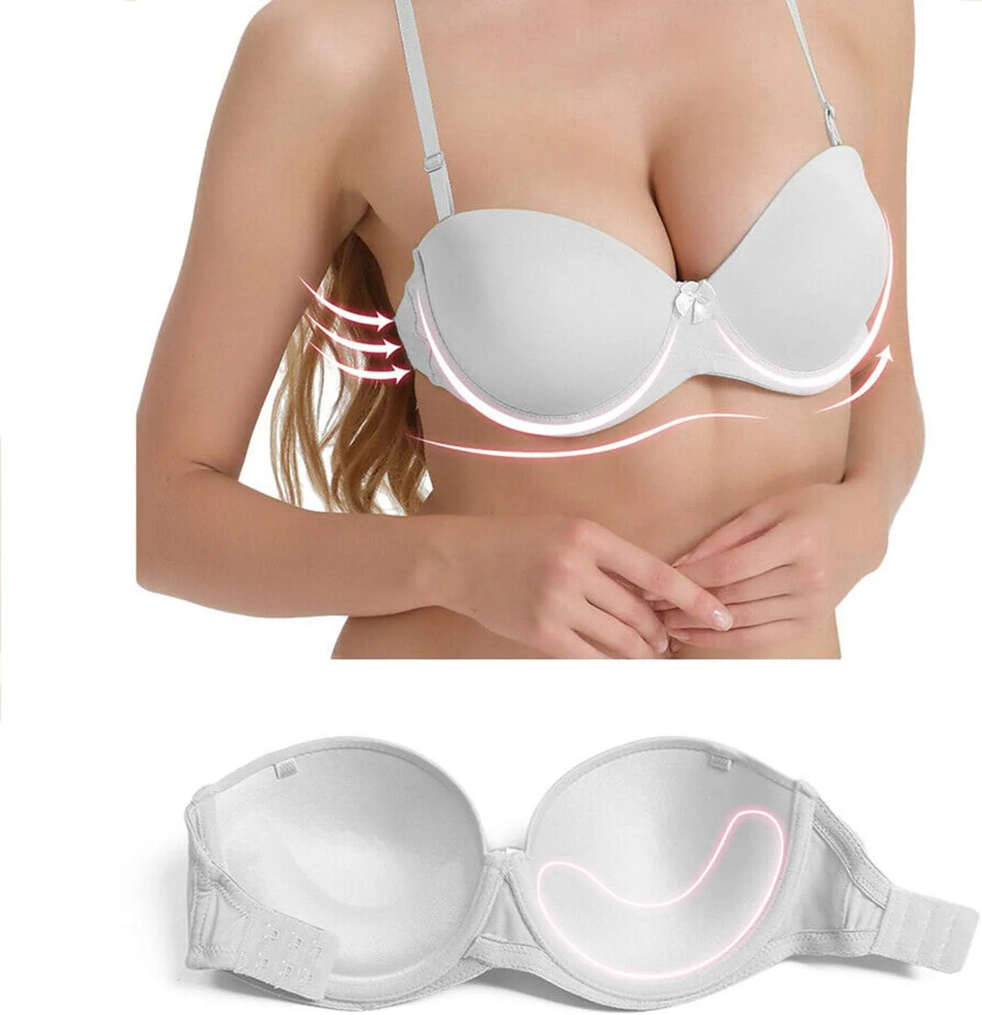 Strapless Clear Back Bra for Backless Wedding Dress Convertible Halter Top Bras with Transparent Invisible Strap