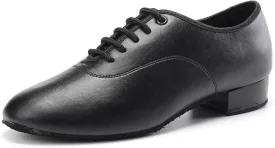 SWDZM Men Latin Dance Shoes Leather Lace-up Salsa Tango Ballroom Modern Professional Performance Practice Dance Shoes,Model 707B
