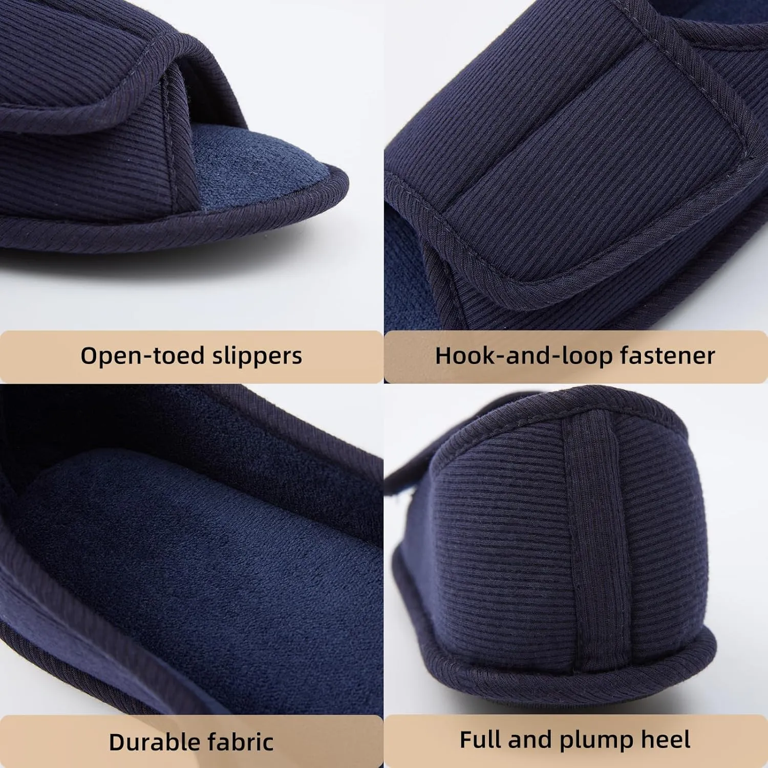 WALKFUN Men's and Women's Diabetic Shoes Open Toe Memory Foam Slippers Adjustable Closure Non-slip House Shoes