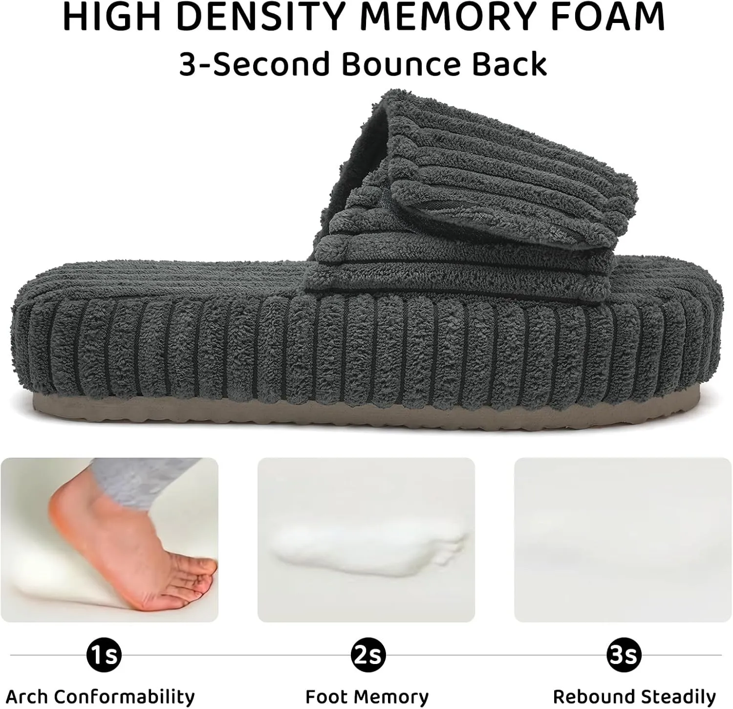 WateLves Cute Bow Slippers for Women Memory Foam Corduroy Open Toe Slide Slippers Ladies Cross Band House Shoes for Indoor Outdoor