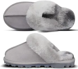 Women's Fuzzy Autumn Winter Plush Purple Solid Faux Fur Slippers