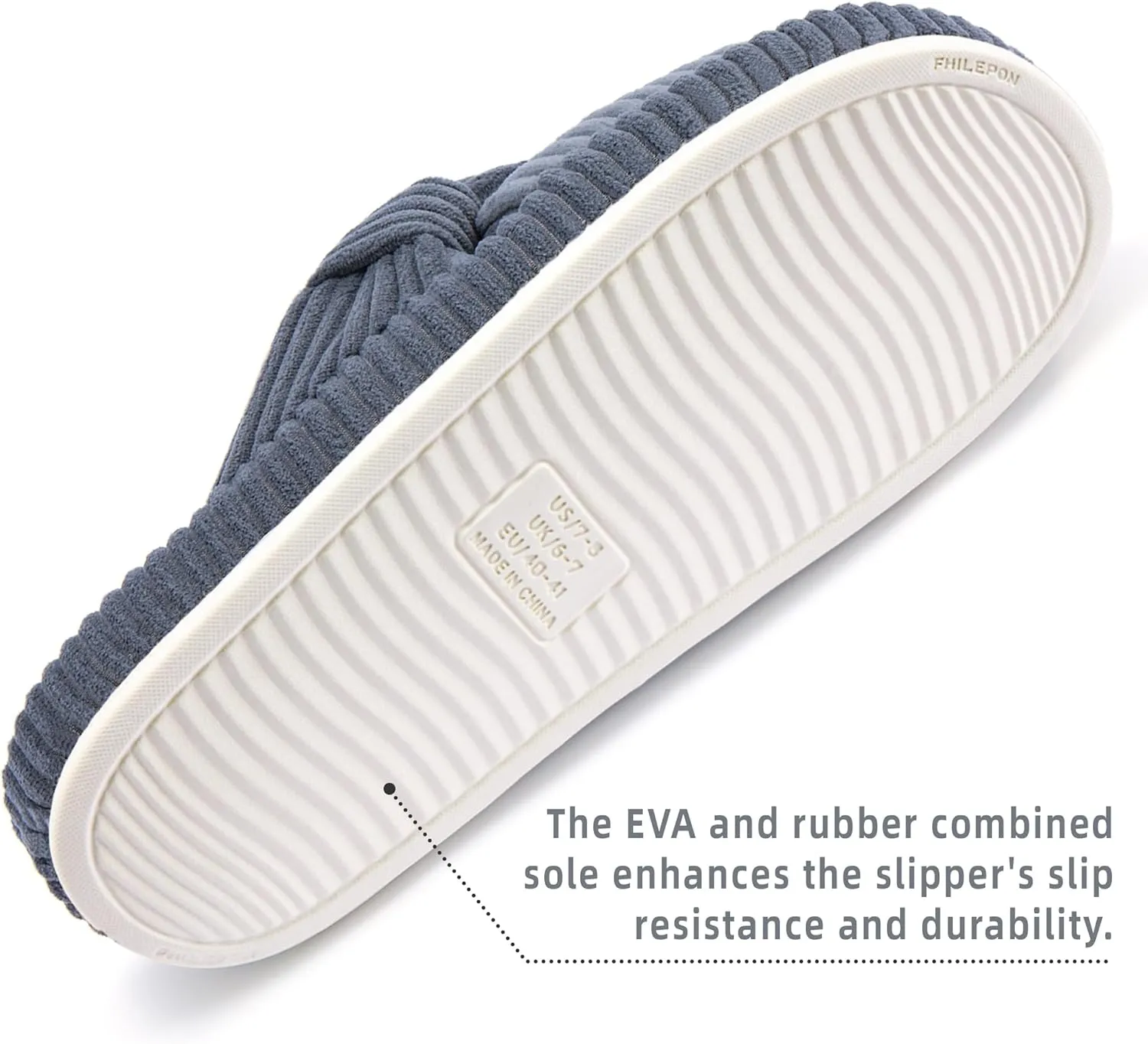 Women's House Slippers Corduroy Indoor Slippers Memory Foam Bedroom Open Toe Slippers Cross Band House Shoes