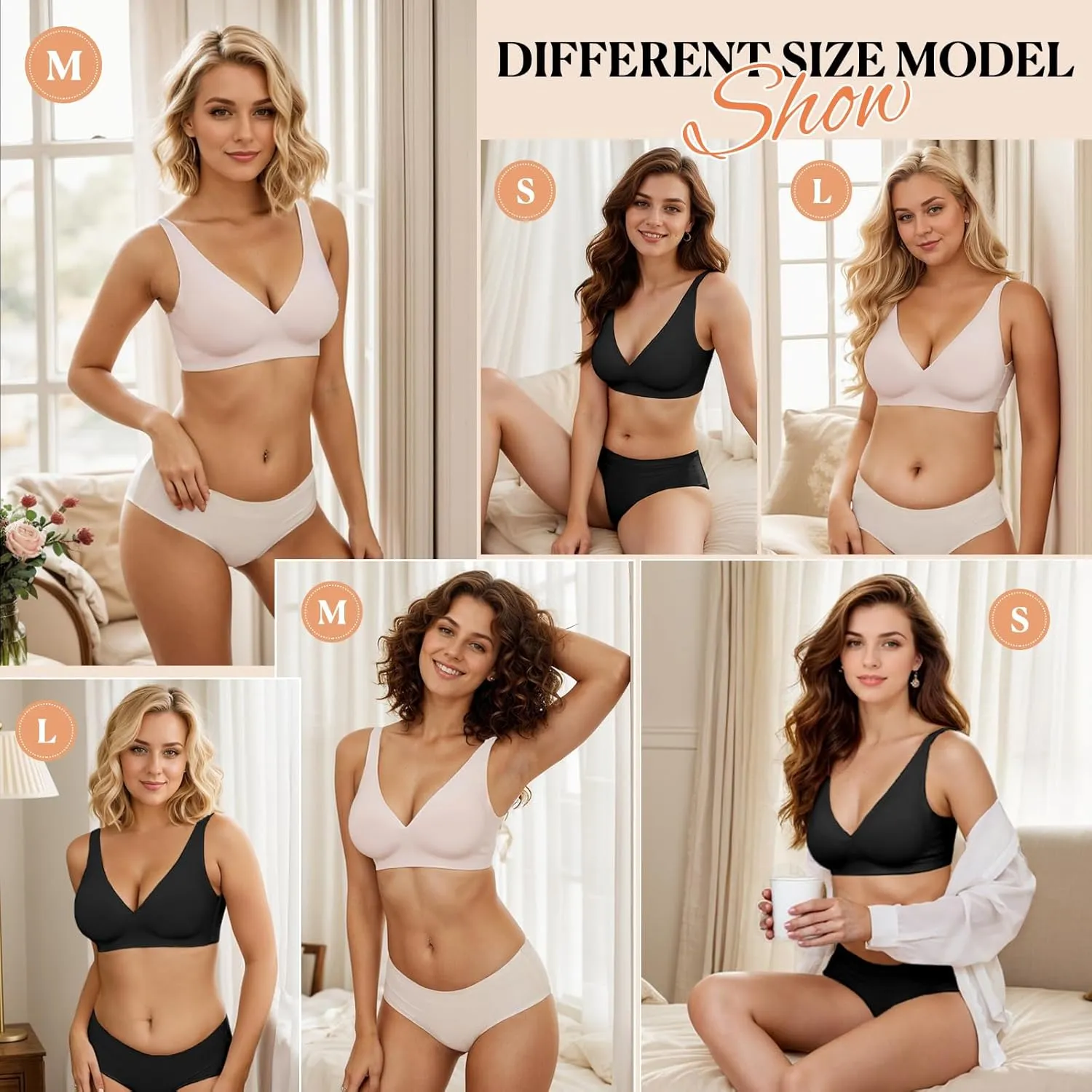 Yusongirl Deep V Low Back Bra for Women Wirefree Seamless Bra Multiway Convertible Strap Padded Bra Comfort Lifting Bra
